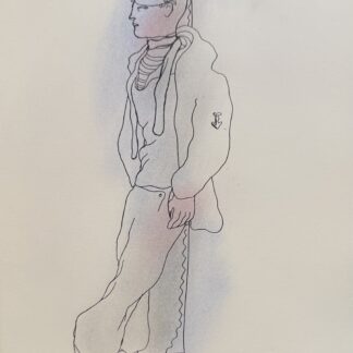 Jean COCTEAU : White Book (sailor with anchor tattoo), 1930 (Lithograph with hand-applied colour)
