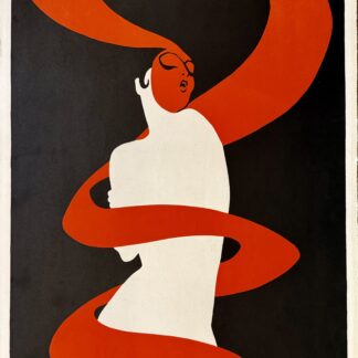 René GRUAU : Femme en rouge, vers 1980 (signed)