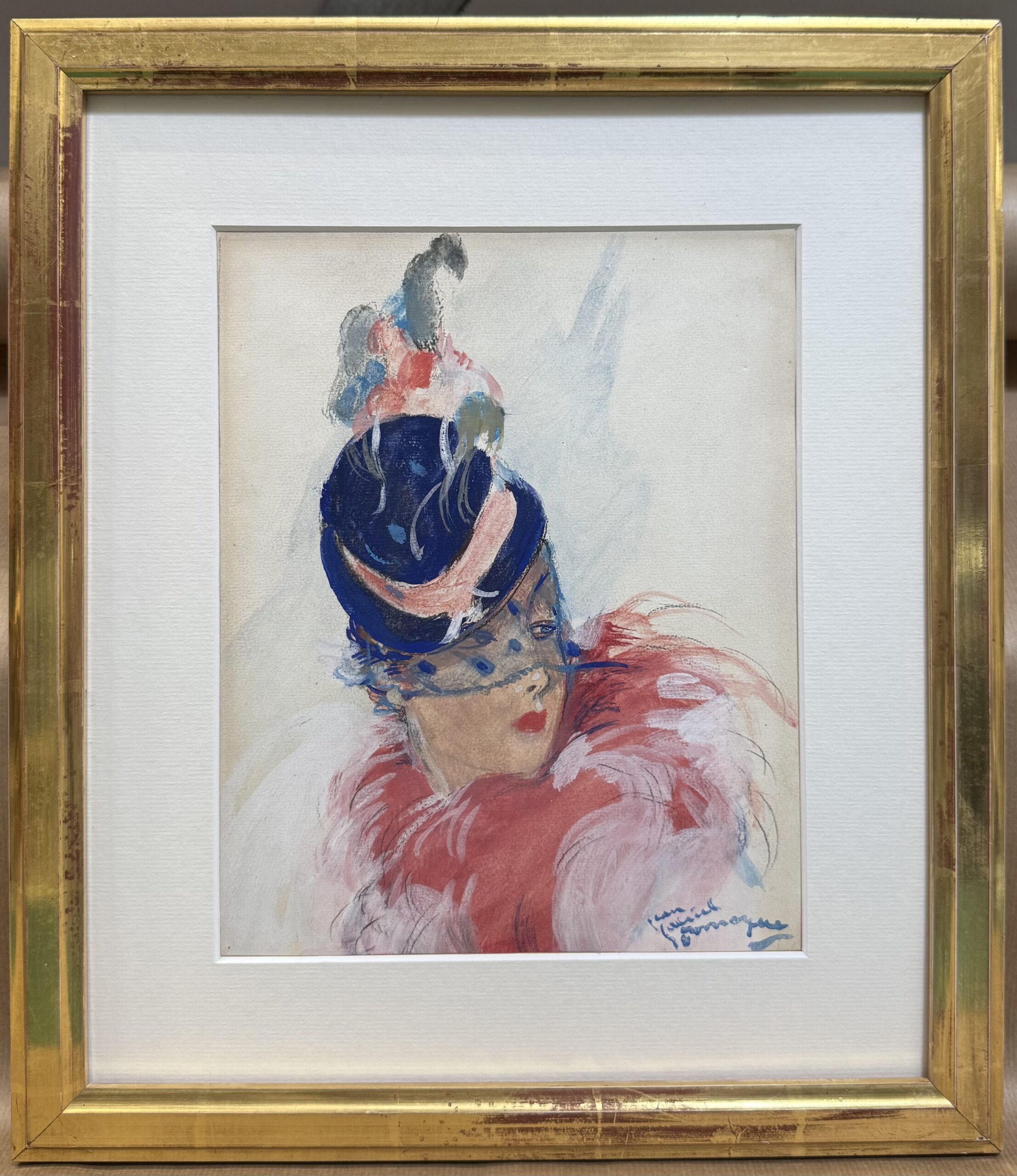 Jean-Gabriel Domergue : Élégante à la voilette, circa 1930 (signed Watercolour) - Image 3
