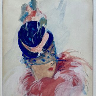 Jean-Gabriel Domergue : Élégante à la voilette, circa 1930 (signed Watercolour)