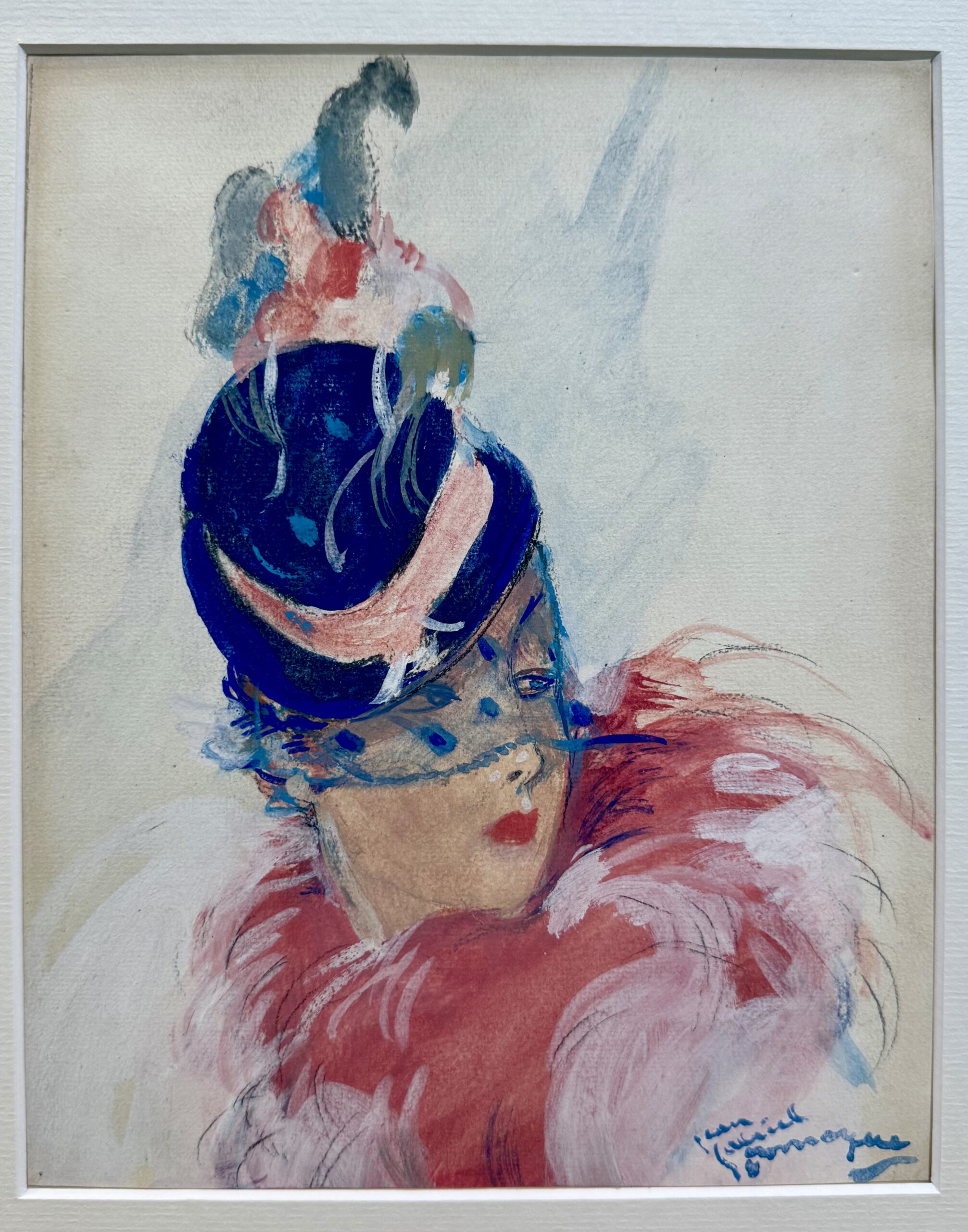 Jean-Gabriel Domergue : Élégante à la voilette, circa 1930 (signed Watercolour)