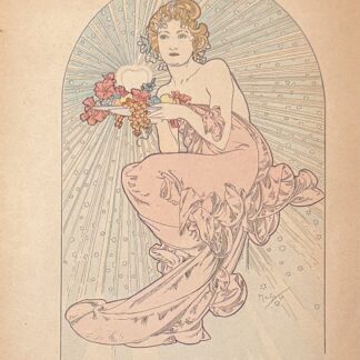 Alphonse Mucha: Femme à la coupe de fruits et de fleurs, 1898 (signed in the plate)