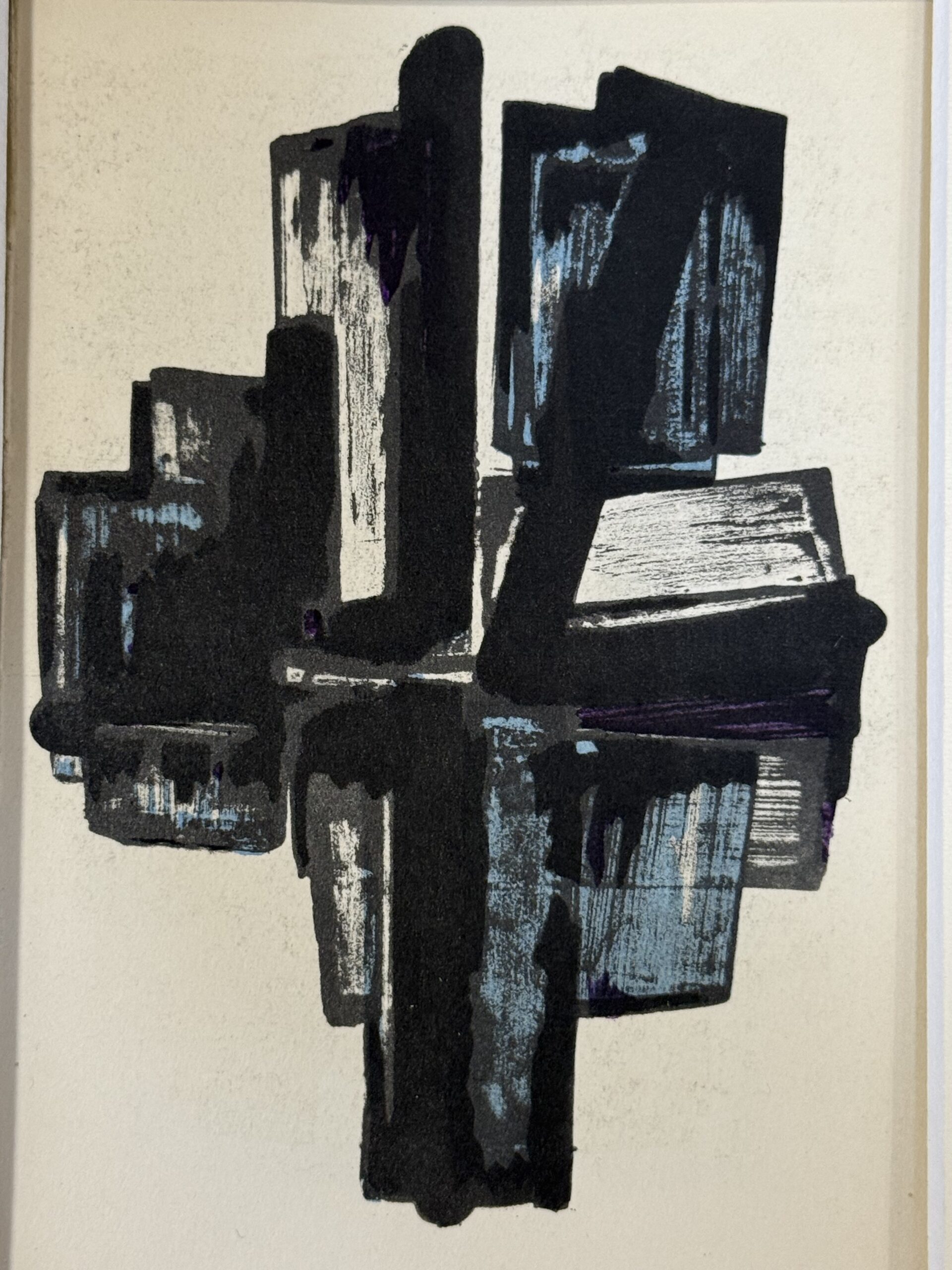 Pierre Soulages (After) - Gouaches et gravures (H), 1957 - Framed