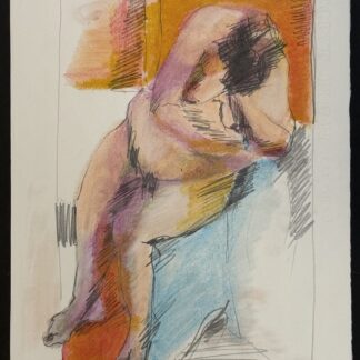 Marie-Angèle Castillo, original signed seated nude in coloured pencil, 1992, 