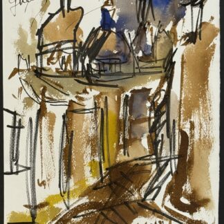 Jean-Théobald Jacus (1924-2021), Painter of the Air and Space, original signed work, Vannes 1989, Yves Guérin guest book.