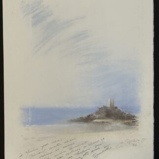 Michel Goulet, original signed pastel seascape, Dinard 1988, from the Yves Guérin casino guest book. Unframed.