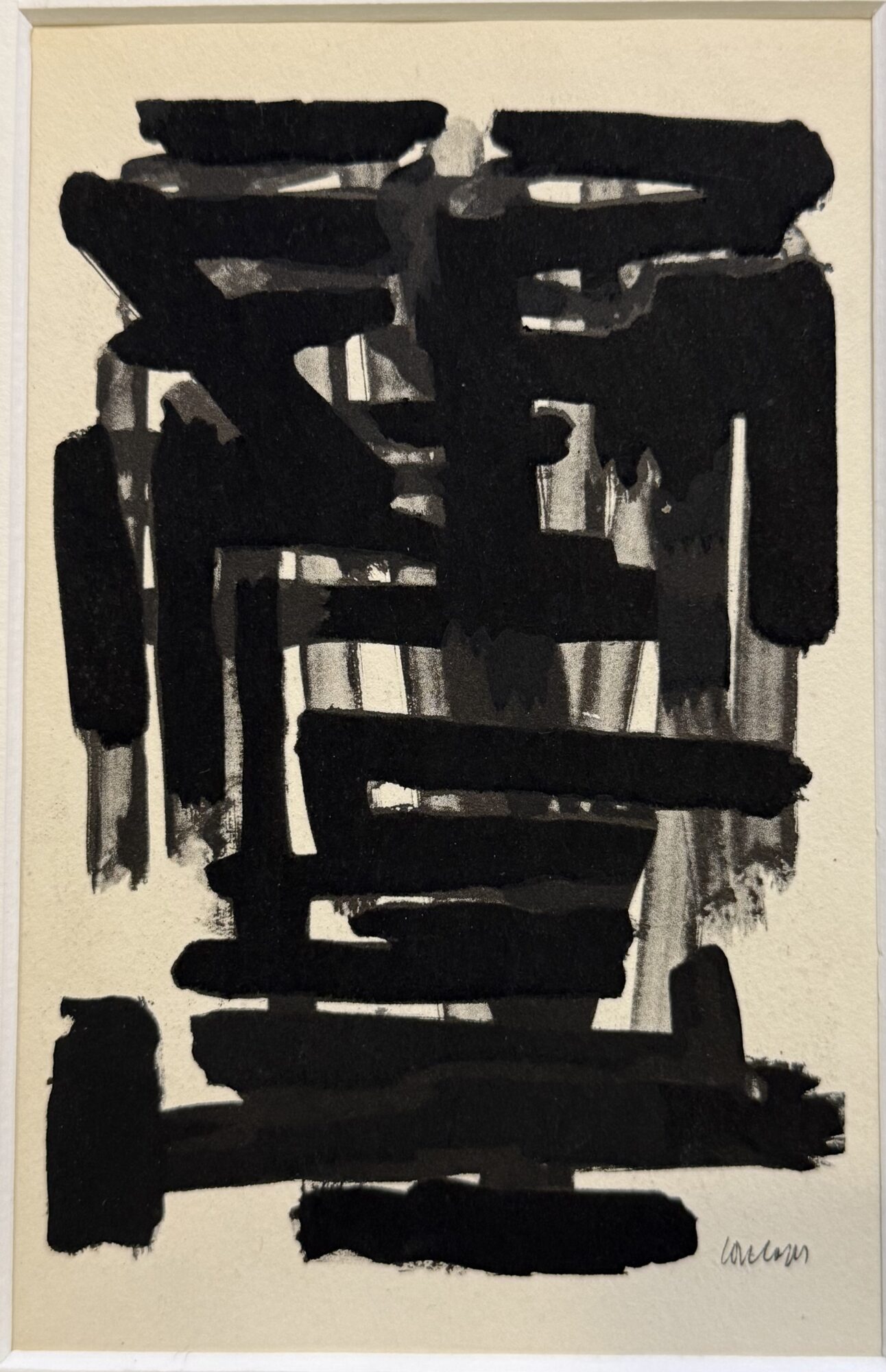 Pierre Soulages (d'après) - Gouaches et gravures (L), 1957 - Encadré (Copie)