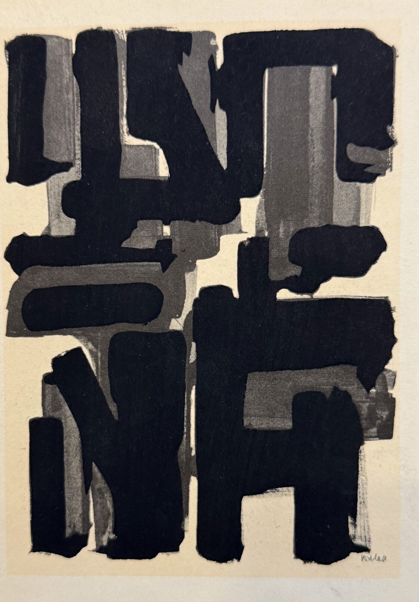 Pierre Soulages (d'après) - Gouaches et gravures (M), 1957 - Encadré (Copie) (Copie)