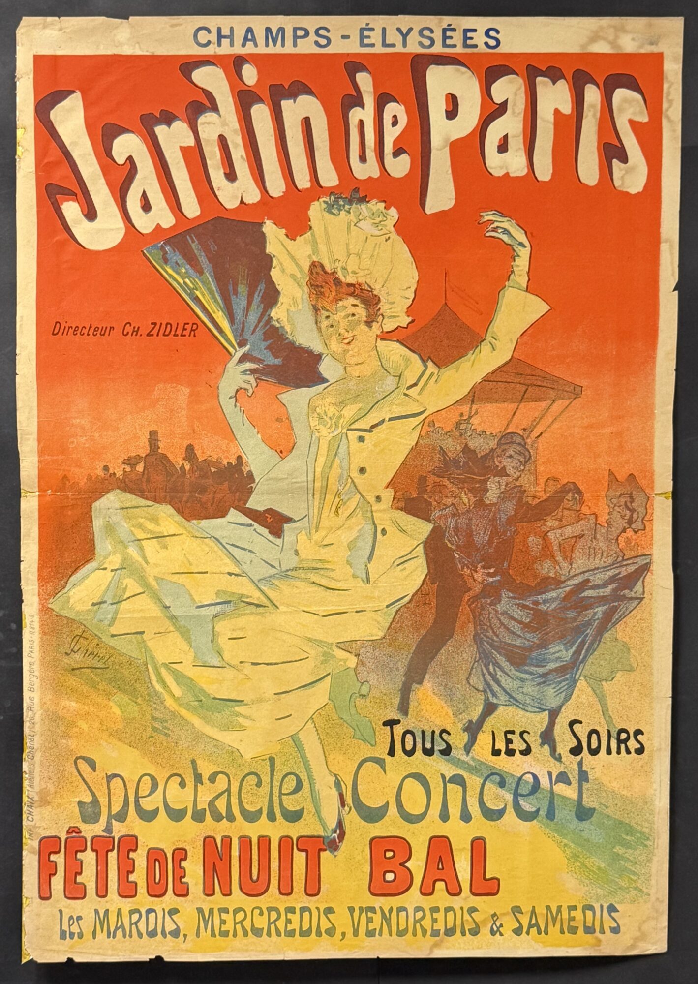 Jules Chéret : Jardin de Paris, Fête de Nuit Bal, 1890 (signée)