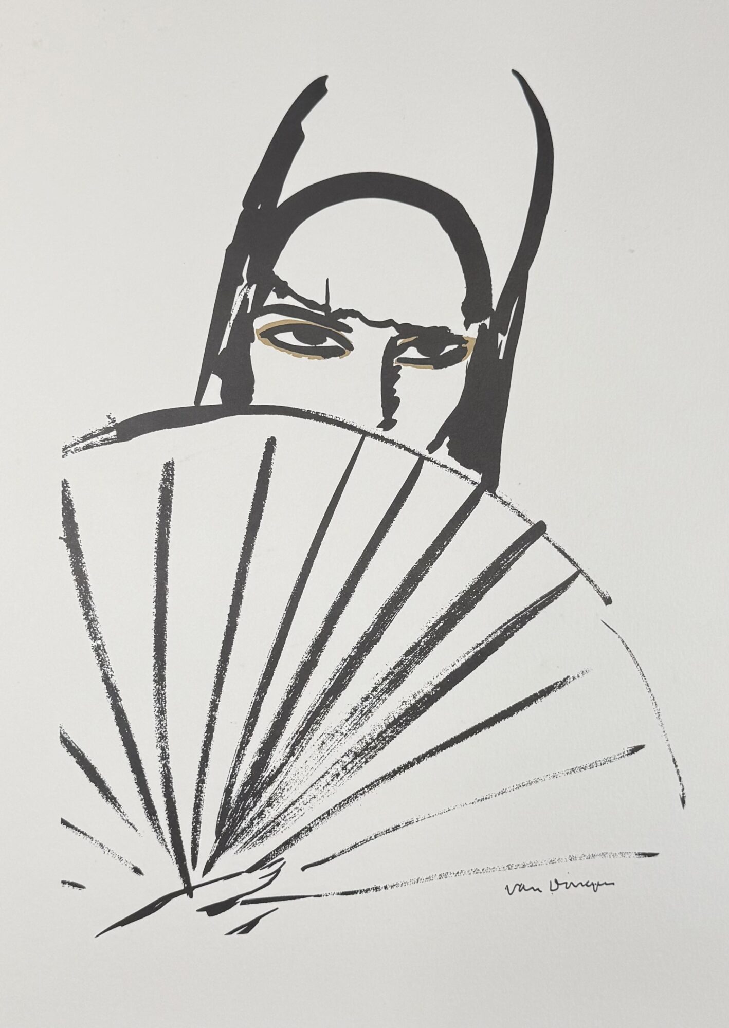 Kees VAN DONGEN : Femme à l'éventail, c. 1955–1965 (Plate signed) - Image 4
