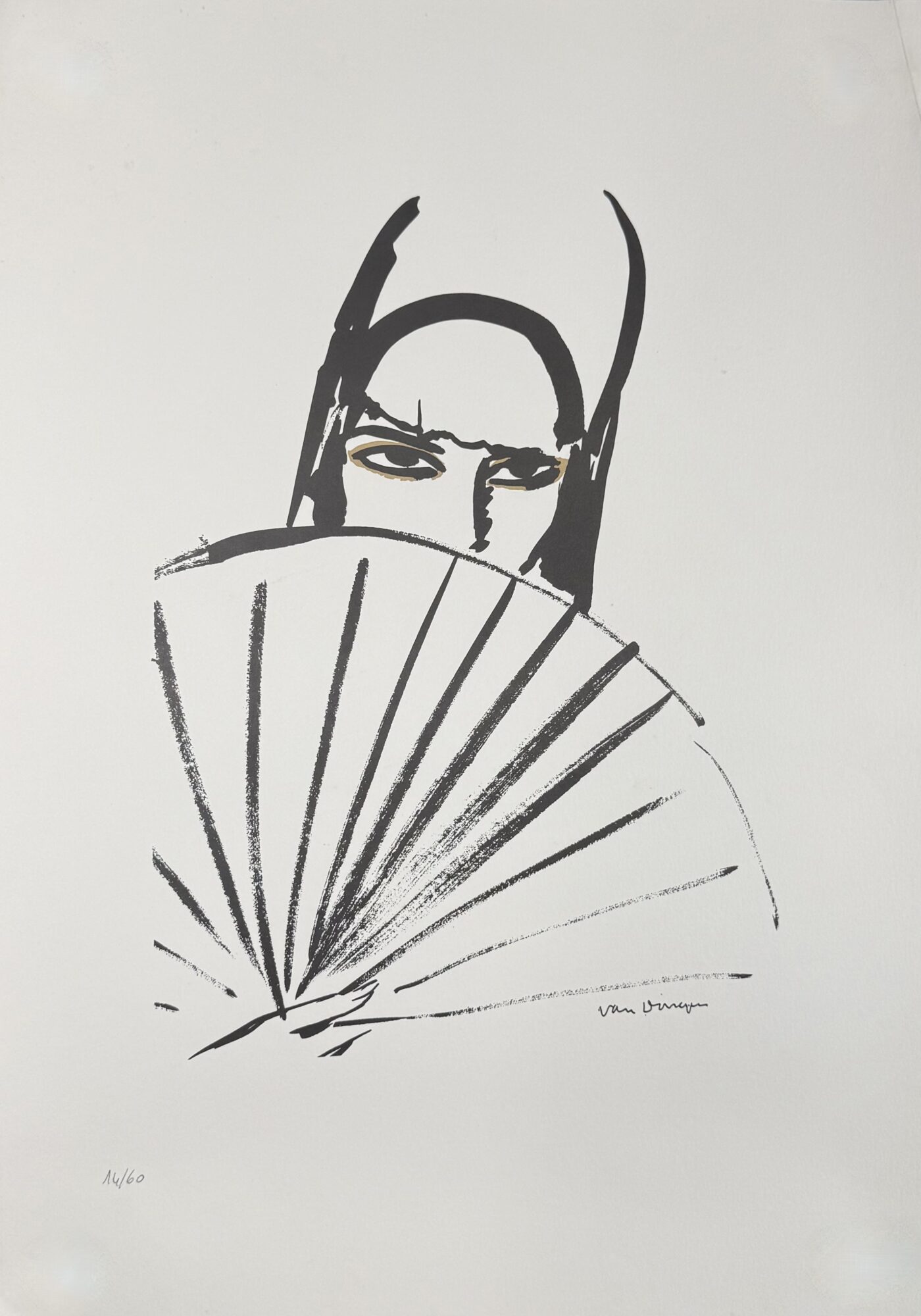Kees VAN DONGEN : Femme à l'éventail, c. 1955–1965 (Plate signed)