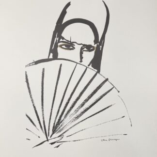 Kees VAN DONGEN : Femme à l'éventail, c. 1955–1965 (Plate signed)