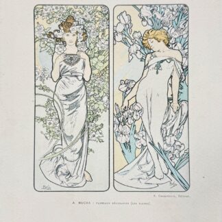 Alphonse MUCHA : Panneaux décoratifs (Les Fleurs) — La Rose and L'Iris, c. 1902