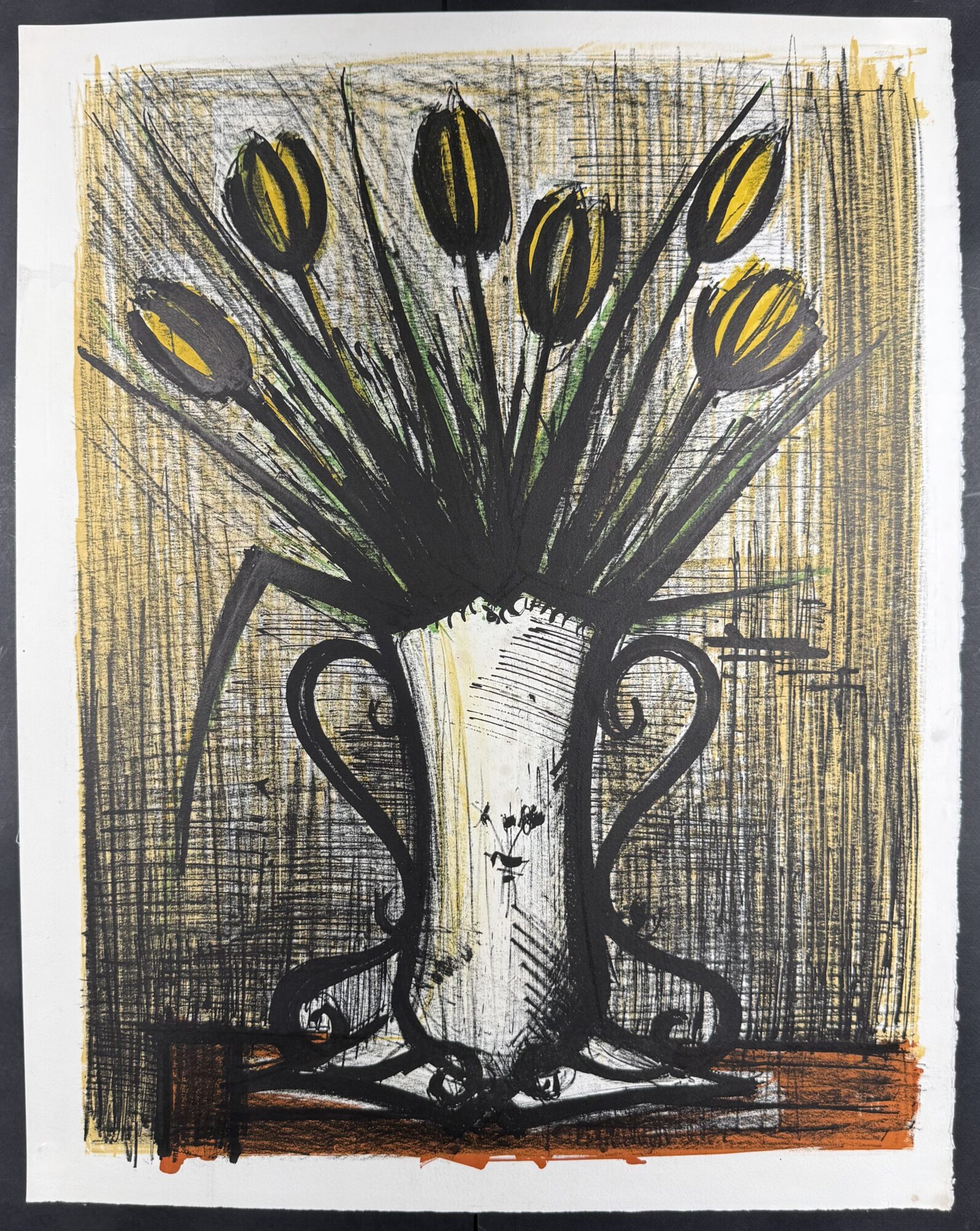 Bernard BUFFET : Le Vase de tulipes jaunes, 1960 (unsigned)
