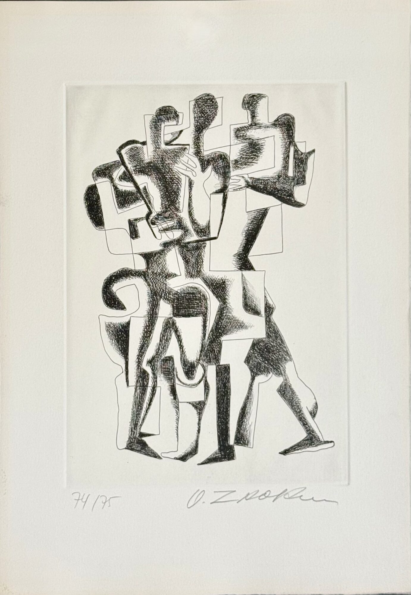 Ossip ZADKINE : Plate from Sept Calligrammes d'Apollinaire, 1967 (signed) - Image 2