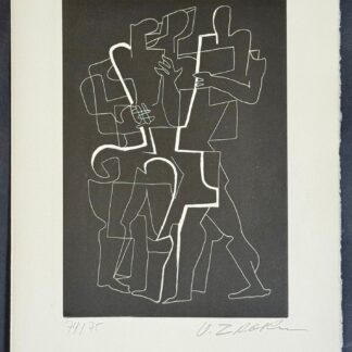 Ossip ZADKINE : Plate from Sept Calligrammes d'Apollinaire, 1967 (signed)