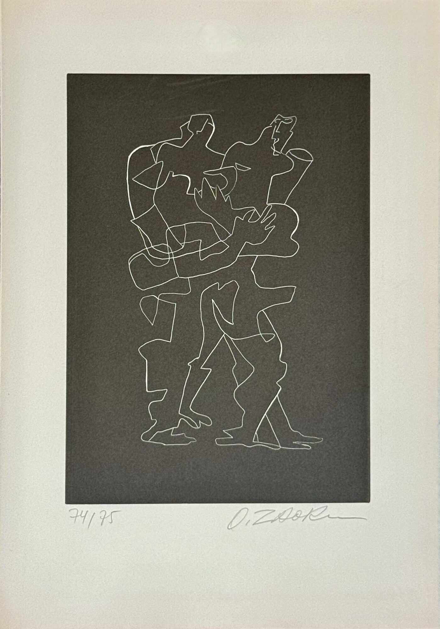 Ossip ZADKINE : Plate from Sept Calligrammes d'Apollinaire, 1967 (signed)