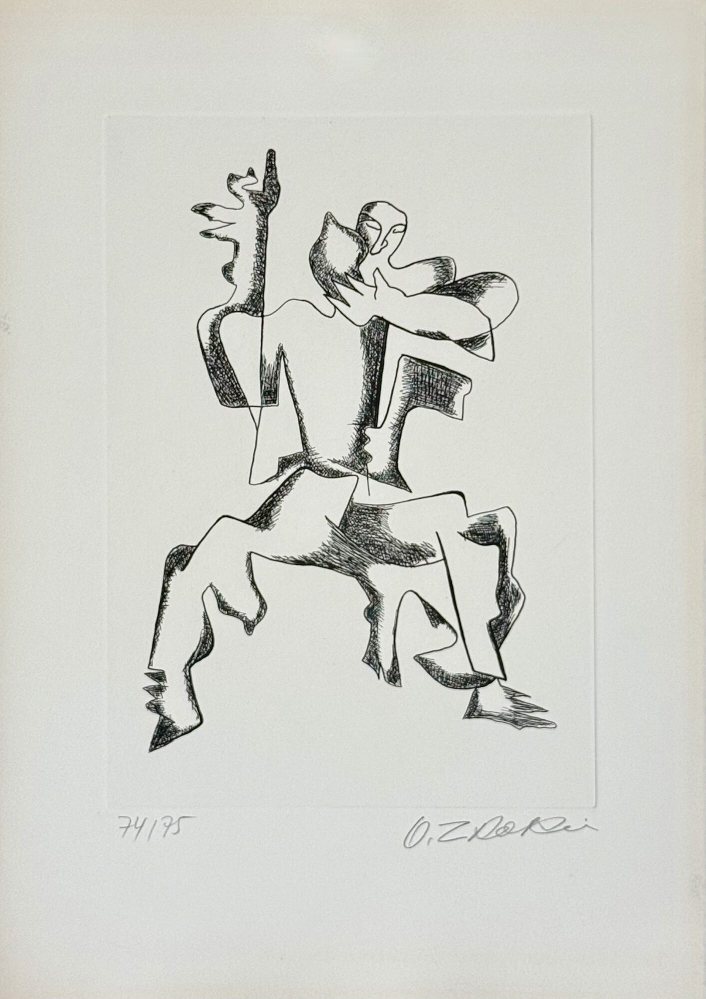 Ossip ZADKINE : Plate from Sept Calligrammes d'Apollinaire, 1967 (signed) - Image 2