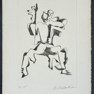 Ossip ZADKINE : Plate from Sept Calligrammes d'Apollinaire, 1967 (signed)