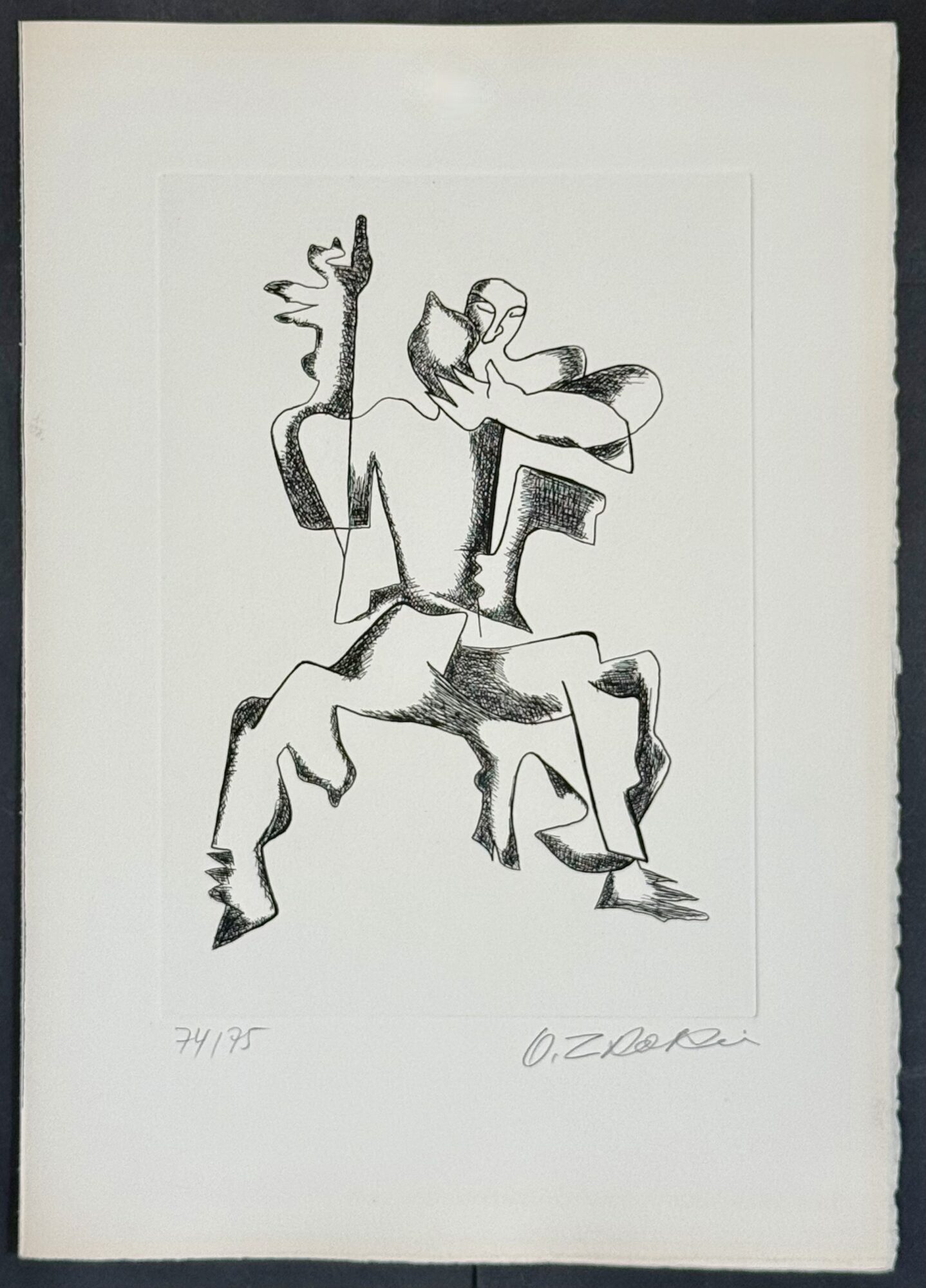 Ossip ZADKINE : Plate from Sept Calligrammes d'Apollinaire, 1967 (signed)