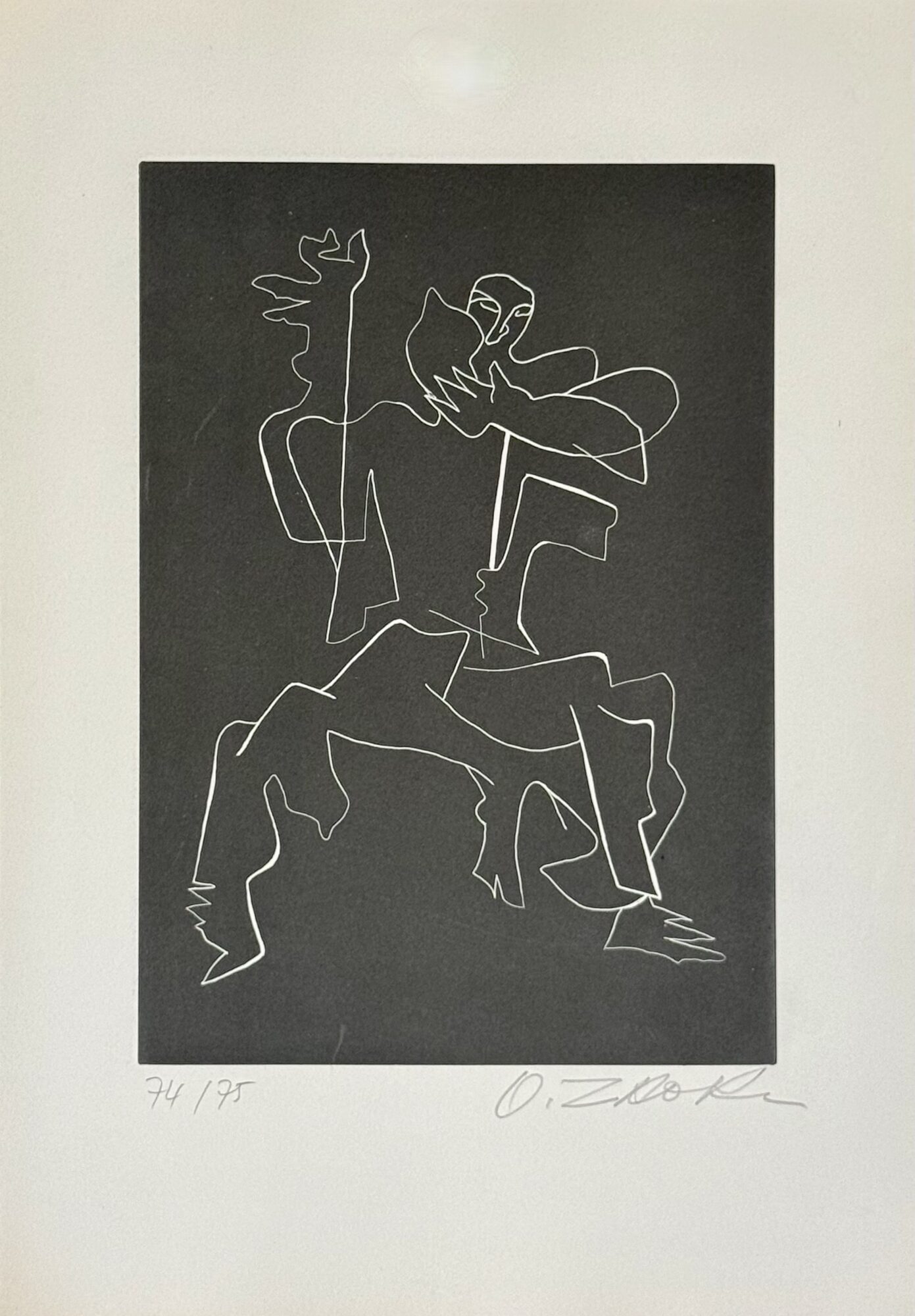 Ossip ZADKINE : Plate from Sept Calligrammes d'Apollinaire, 1967 (signed) - Image 2