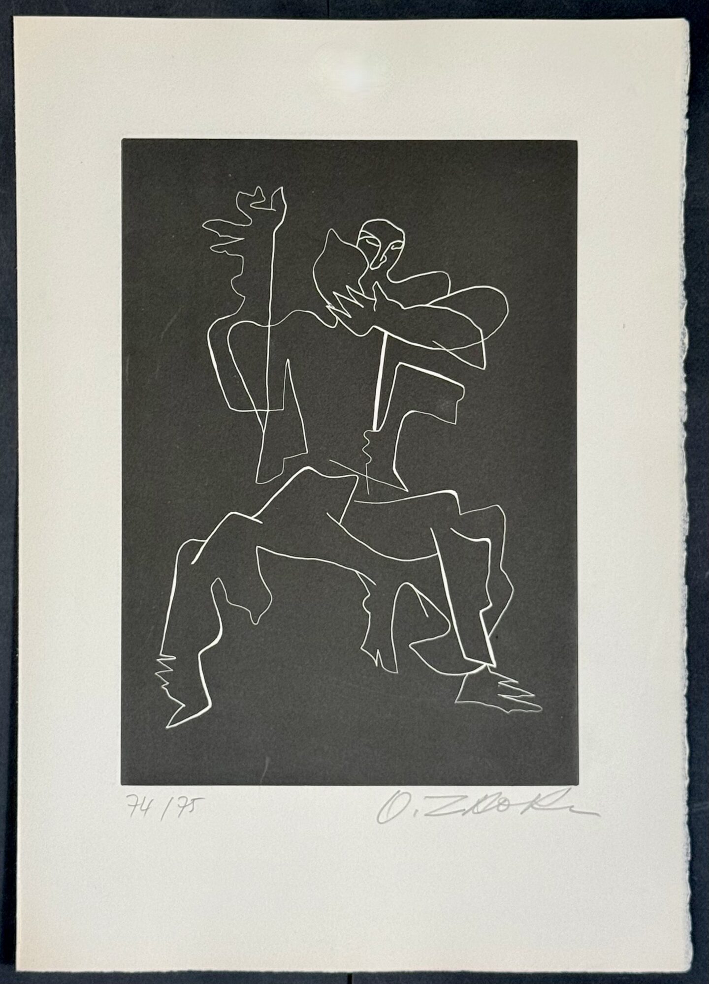 Ossip ZADKINE : Plate from Sept Calligrammes d'Apollinaire, 1967 (signed)