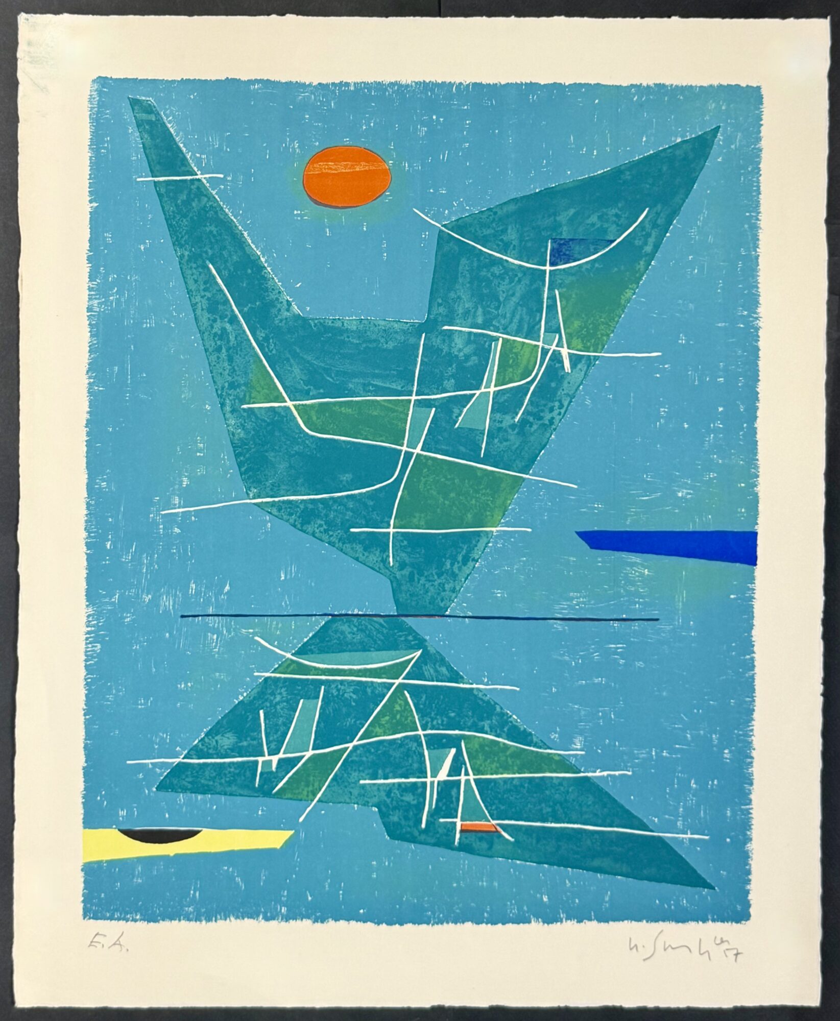 Gustave SINGIER : Mer, espace, reflet, 1957 (signed)