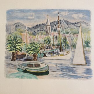 Moïse KISLING (after) : Harbour with Sailboats and Palm Trees, 1954