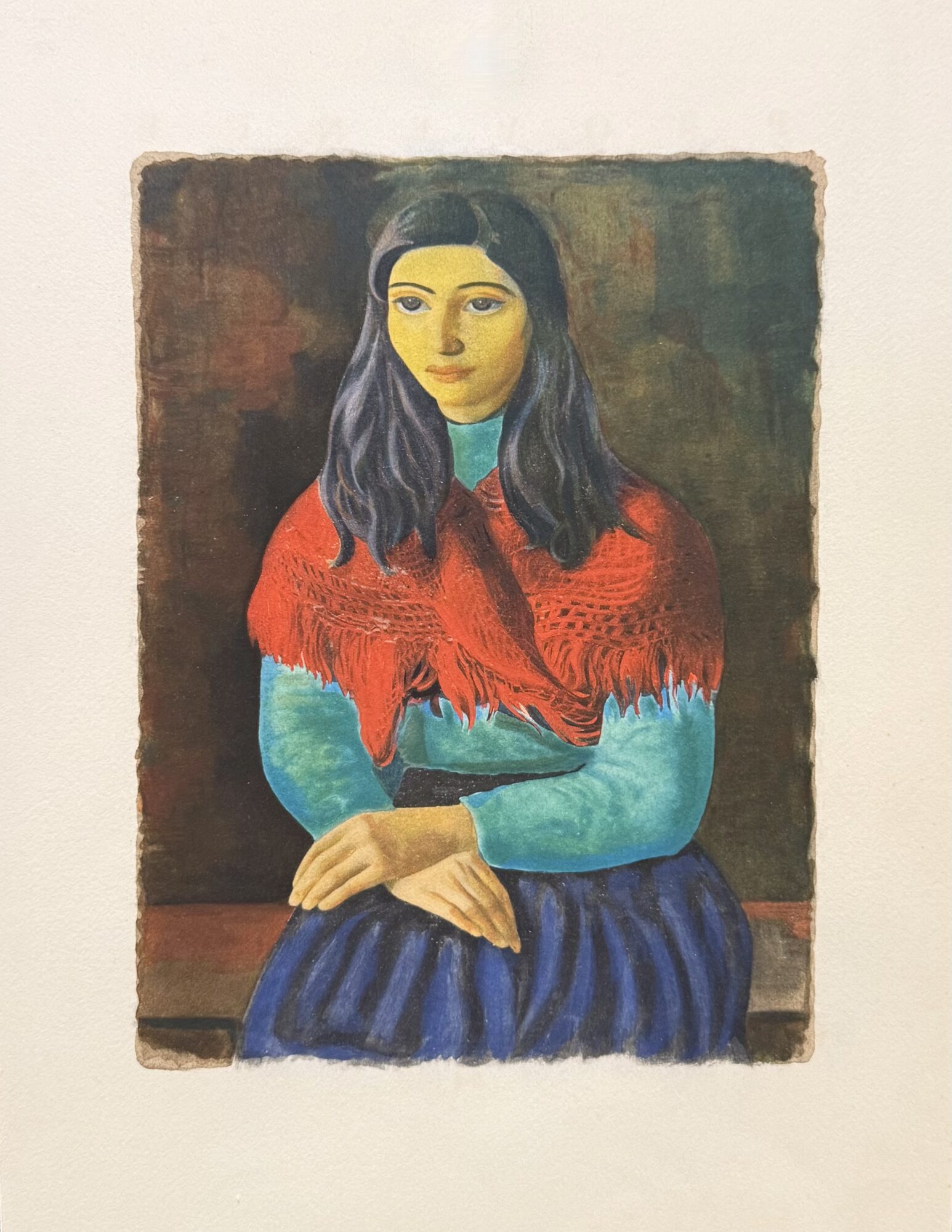 Moïse KISLING (after) : Young Girl with a Red Shawl, 1954