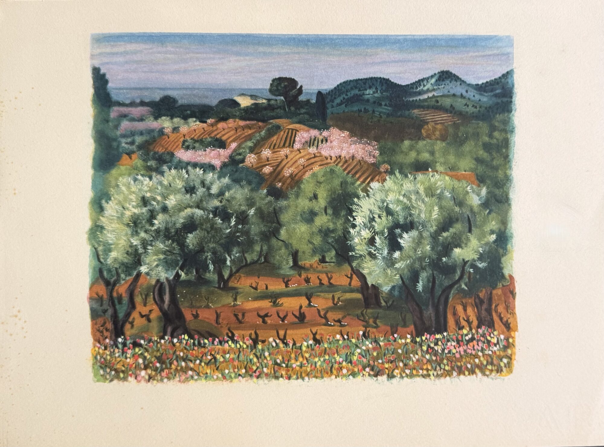 Moïse KISLING (after) : Provençal Landscape with Olive Trees, 1954
