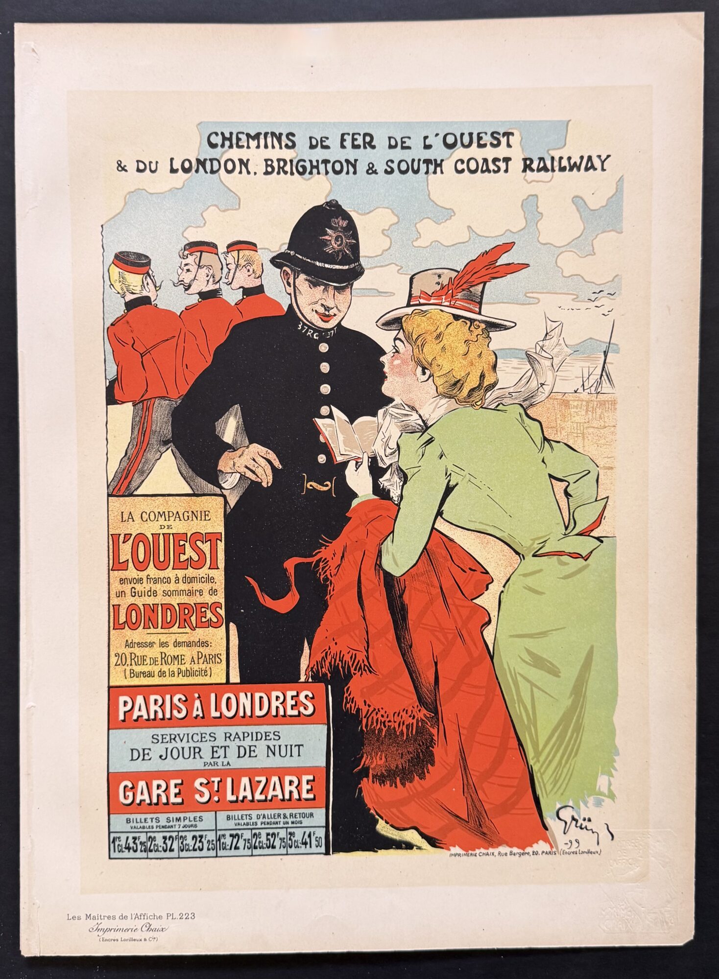 Jules-Alexandre Grün - Les Maîtres de l'Affiche : Chemins de fer de l'Ouest – Paris à Londres, 1899